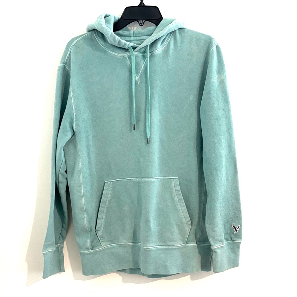 American Eagle Outfitters Size S Teal Hoodie 100% Cotton Y2K